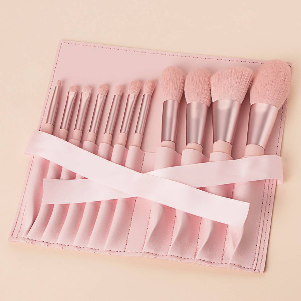 2021 Private Label Synthetic Hair Makeup Brushes Normal Size 11 Piece Pink Blush Powder Foundation Vegan Makeup Brushes Set